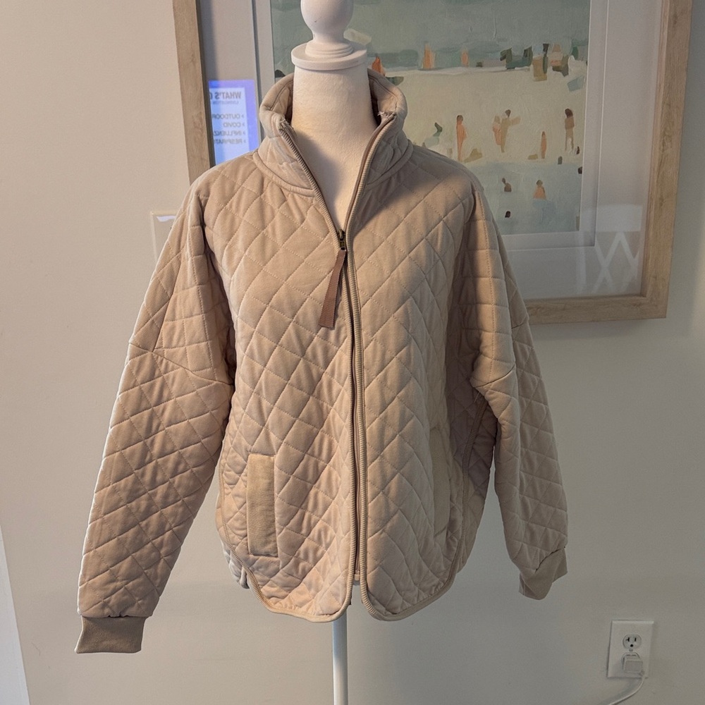 NWOT RBX Beige Quilted Bomber Jacket Size XL